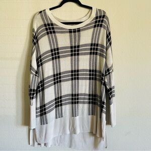 Wonderly woman tunic plaid sweater top XL dropped shoulder stretchy casual days